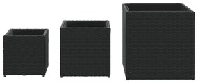 Vasos de jardim 3 pcs vime PE preto