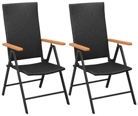 vidaXL Cadeiras de jardim empilháveis 2 pcs vime PE preto