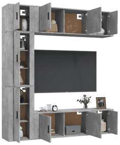 Conjunto móveis de TV 7 pcs madeira processada cinzento cimento