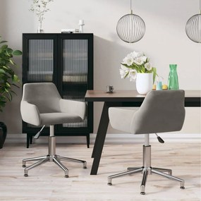 vidaXL Cadeiras de jantar giratórias 2 pcs veludo cinzento-claro