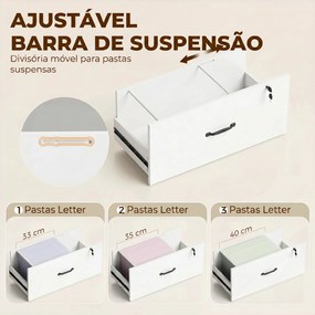 Arquivador com Prateleiras Móvel de Escritório com Prateleiras Gaveta para Arquivos A4 e Carta e Suporte para Impressora 70x40x157 cm Branco