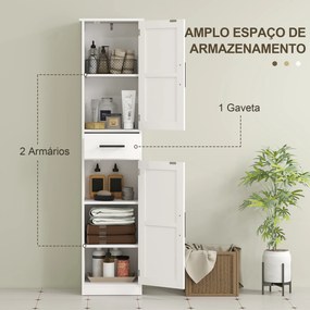 Coluna de Casa de Banho com 2 Prateleiras Ajustáveis Armário Alto de Casa de Banho Estreito Estilo Rústico 40x30x170 cm Branco