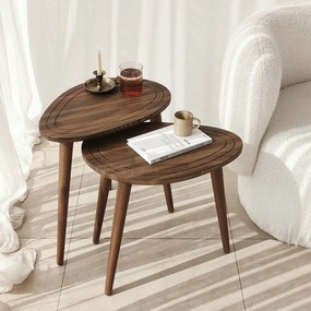 Conjunto de Mesas de Apoio Sweet - Cor Nogueira - 50cm x 48cm x 33cm e