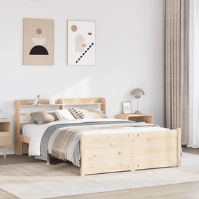 Estrutura de cama com cabeceira 140x200 cm pinho maciço