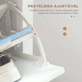 Sapateira Estreita com Prateleiras Ajustáveis e Compartimento Aberto para 10 Pares de Sapatos 58x24x105 cm Branco