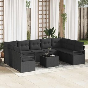Conjunto de Sofá de Jardim vidaXL 10 Peças com Almofadas Beige Vime PE