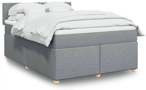 vidaXL Cama com molas/colchão 140x200 cm tecido cinzento-claro