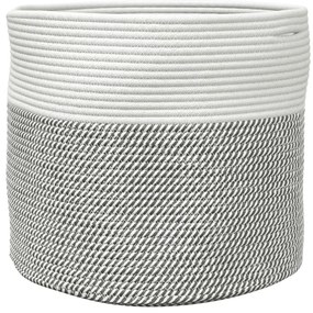 Cesto de arrumação Ø40x35 cm algodão cinzento e branco
