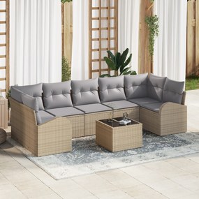 Conjunto de Sofá para Jardim vidaXL de 8 Peças com Almofadas Bege Ratt