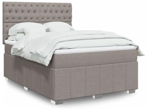 Cama com molas/colchão 140x190 cm tecido castanho-acinzentado