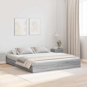 vidaXL Estrado de cama com arrumação Sonoma cinzento 200 x 200 cm