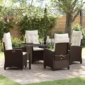 vidaXL Conjunto de Jantar para Jardim 5 pcs Castanho vime PE