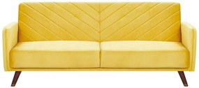 Sofá-cama de 3 lugares em veludo amarelo SENJA Beliani