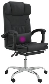 Cadeira escritório massagens reclinável couro artificial preto