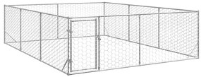 vidaXL Canil exterior para cães com porta 3x4x1 m aço galvanizado