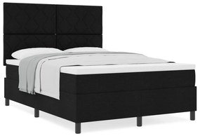 Cama Box Spring com colchão preta 140x200 cm tecido