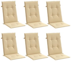 Almofadões para cadeiras altas 6 pcs mesclado tecido bege