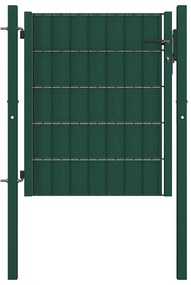 vidaXL Portão de cerca 100x101 cm PVC e aço verde