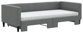Sofá-cama c/ gavetão e colchões 90x200cm tecido cinzento-escuro
