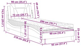 Cama com colchão 90x200 cm couro artificial castanho