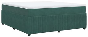 Cama com molas/colchão 180x200 cm veludo verde-escuro