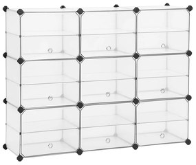 É uma unidade de armazenamento modular com portas para organização. | SONGMICS | 123 x 31 x 93 cm | branco | LPC502W.