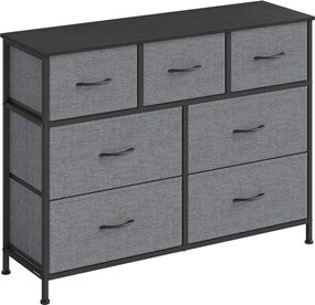 Cómoda, armário, 7 gavetas forradas a tecido 30 x 98,8 x 73,7 cm (P x L x A) cinzento
