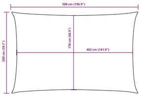 Para-sol estilo vela tecido oxford retangular 2x5 m castanho