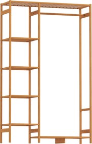 HOMCOM Suporte para Cabides de Bambu com Prateleira de Armazenamento de 6 Níveis e Vara Supensa 90x30x145 cm Madeira | Aosom Portugal