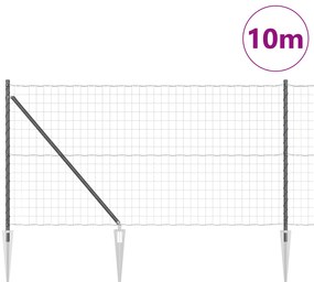 Cerca Euro com 7 Postes de Espeto 1x10 m Aço Galvanizado Cinza