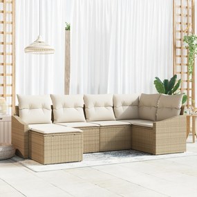 Conjunto de Jantar de Jardim com Almofadas Bege de Vime