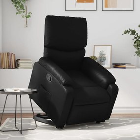 vidaXL Poltrona reclinável elevatória couro artificial preto