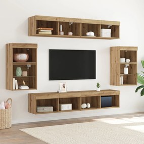 Unidades de TV com 8 peças, LED e Madeira Engenharia Carvalho Artesana