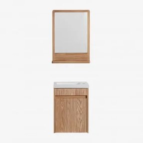 Conjunto De Móvel De Casa De Banho Em Madeira Com Lavatório Integrado Narek Castanho Fresno & Madeira Retangular 50x70 Cm Mazure & Sem - Sklum