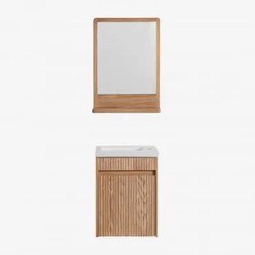 Conjunto De Móvel De Casa De Banho Madeira De Freixo Com Lavatório Integrado Narek Castanho Fresno & Rectangular Madera (50x70 Cm) Mazure - Sklum