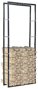 vidaXL Suporte para lenha 80x25x200 cm aço preto