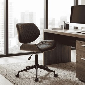 Cadeira de Escritório Couro sintético nogueira e preto
