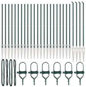 Postes de Cerca vidaXL com Ponta 26 pcs Ø32 mm 170 cm Aço Galvanizado