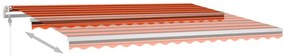 Toldo retrátil manual com luzes LED 4x3 m laranja e castanho