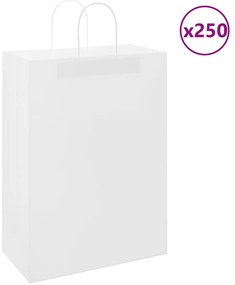 vidaXL Sacos de papel 250 unid com alças branco 32x17x44 cm
