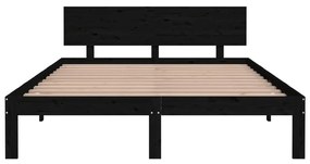 Estrutura de cama 140x200 cm pinho maciço preto