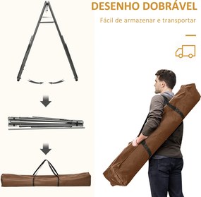 Cama Rede com Suporte Dobrável 2 em 1 com Barra Estrutura de Aço para Jardim 270x100x94 cm Multicolor