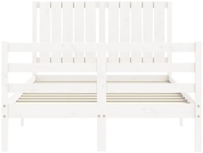 Estrutura de cama com cabeceira 120x200cm madeira maciça branco