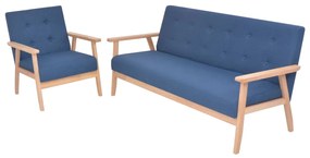 Conjunto de sofás 2 pcs tecido azul