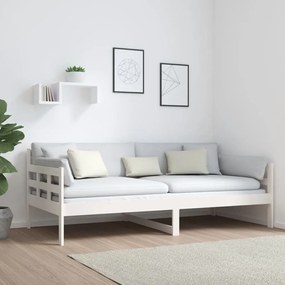 Sofá-cama 90x190 cm madeira de pinho maciça branco