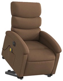 Poltrona elétrica elevatória massagens tecido castanho