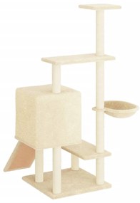 Árvore para gatos c/ postes arranhadores sisal 130,5 cm creme