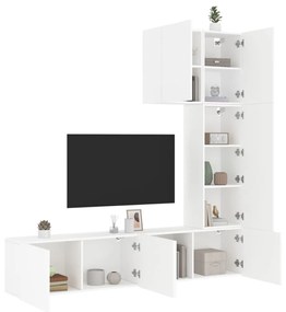 vidaXL 5 pcs móveis de parede p/ TV derivados de madeira branco