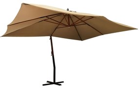 vidaXL Guarda-sol cantilever c/ poste de madeira cinzento-acastanhado