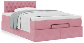 Estrutura de cama otomana com colchão 120x200 cm veludo rosa